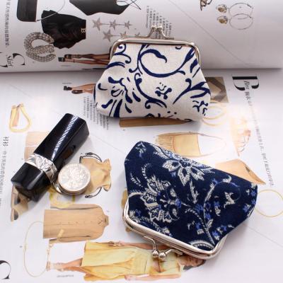 China Durable Wholesale Canvas Blue And White Coin Purse Porcelain Coin Purse Wallets Small for sale