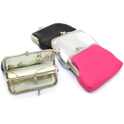 China Fashion 4 Inch Custom Double Snap Buckle Small PU Leather Coin Purse for sale