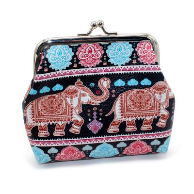 China Durable Customizable Leather Coin Purse Pattern Bohemian Coin Purse Can Hold Card Buckle Coin Purse for sale