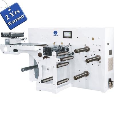 China Factory UTS480H high speed automatic CE master PET vinyl film label plastic sticker slitting and rewinding machine for sale