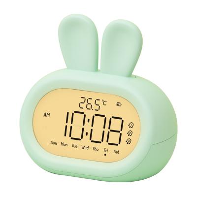 China Touch Control Alarm Clocks Modern Design Style Multi-Color Cute Rabbit Clock For Bedroom for sale