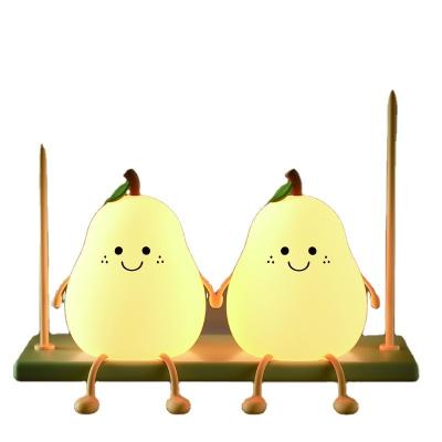 China Hot Selling Product Cute Animal For Kids Bedroom Dimmable Bedside Table Lamp Cute Pear Led Night Light for sale