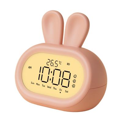 China Rabbit Modern Design Dual Function Analog-Digital Alarm Clock with Cute Backlight Smart Quartz Wake-up Light for Kids for sale