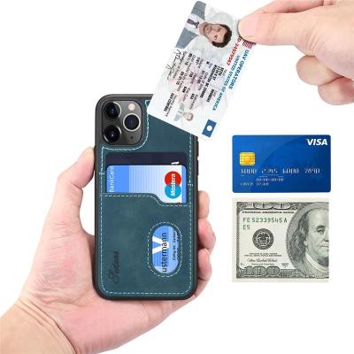 China Wholesale Retro Card Case Bank Case Anti-fall Factory Phone PU Leather Cover For iPhone 11 Pro for sale