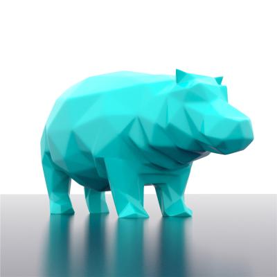 China Geometric 3D Europe Custom Design Patterns Hippo Sculpture for sale