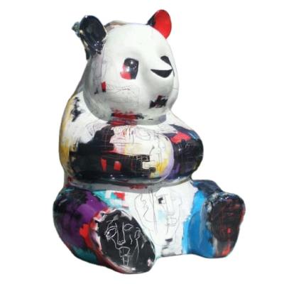 China New Design Europe Resin Cartoon Life Size Panda Animal Statue Garden Decoration for sale