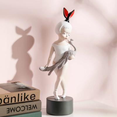 China Europe Beauty Design Resin Open Bunny Girl Statue Children Figurine For Kid Gifts for sale