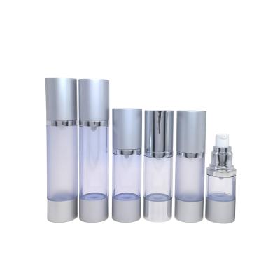 China Wholesale 10ml 15ml 30ml 50ml 100ml Matte Silver Cosmetic Cream Airless Pump Aluminum Plastic Bottles for sale