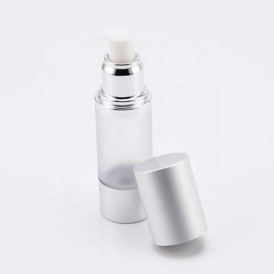 China Personal Care 30ml Round Empty Round Lotion Body Lotion Gold Silver Packaging PP Pump Plastic Cosmetic Aluminum Airless Spray Bottle for sale