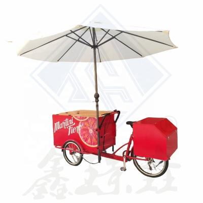 China Fruit Juice Candy Donut Display Bicycle Cart Mobile Food Cart with 2450*930*970mm Size for sale