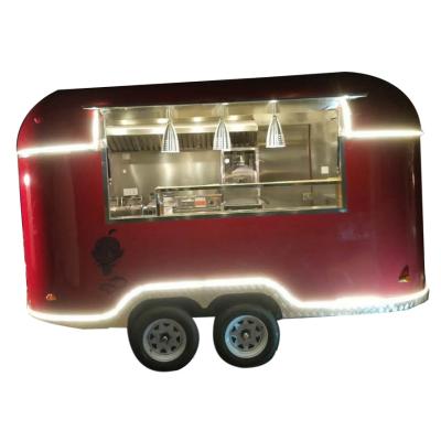 China 220V Mobile Fast Food Truck for Airstream Trailers Concession Tow Bar Trailer Included for sale