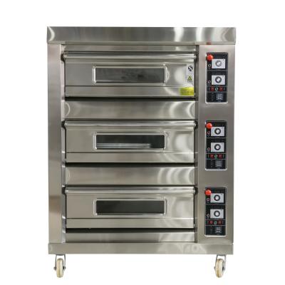 China Horno de horneado de pan industrial de 3 pisos y 9 bandejas de piedra para hornear pan torta tostada en venta