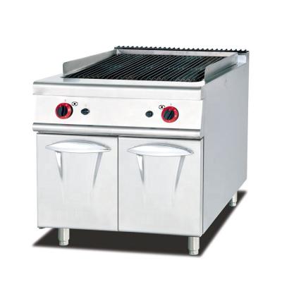 China Commercial Gas Lava Stone Grill with Cabinet and Flame Safety Device in Sliver for sale