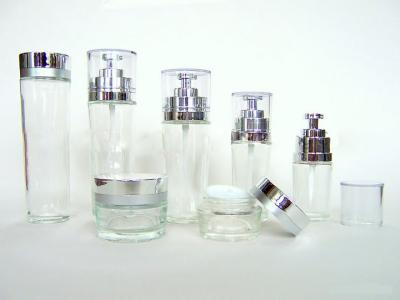 China 150ML 120ML 100ML 50ML leere kosmetische Glasflaschen für Lotions-Wesentliches und Creme bereifend zu verkaufen