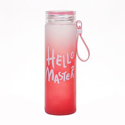 China Borosilicate Glass Bpa Colored Glass Water Bottles Portable Gradient Free Stocked Frosted Water Bottle for sale