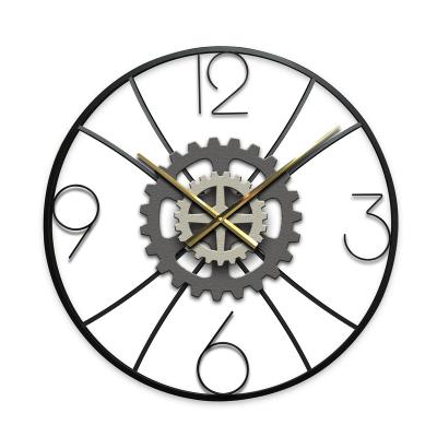 China Antique Style Rui Sheng 2021 Arabic Handmade Vintage Gear Wall Decoration Clock 23.6 60cm Oversize Iron For Living Room for sale