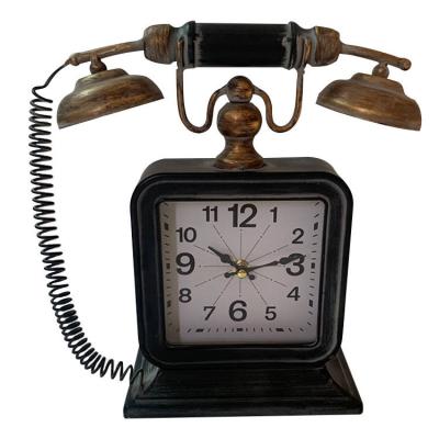 China 2021 Rui Sheng Antique Hot Sale Style Metal Telephone Table Antique Clock for sale