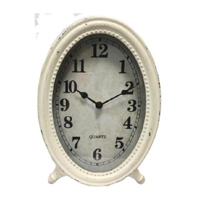 China Rui Sheng 2021 Style Antique Classic Distress Hot Sale Antique Metal Oval Table Clock For Office for sale