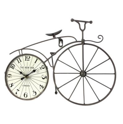 China 2021 Hot Sale Antique Rustic Style Industrial Factory Farmhouse Style RS Metal Bicycle Desk Clock For Table Top for sale