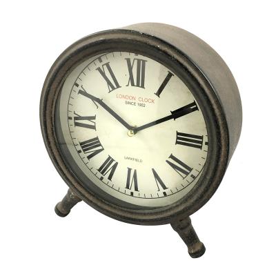 China RS 2021 Style Antique Rustic Hot Sale Classic Metal Promotion Industrial Antique Table Clock For Office for sale