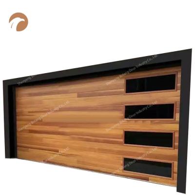 China Folding Screen Beauty Wood Roll Up 16x8 Automatic Overhead Residential Sectional Garage Door for sale