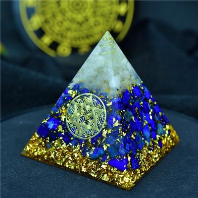 China China protection lapis lazuli energy resin crafts ornaments 3d crystal orgonite pyramid for sale