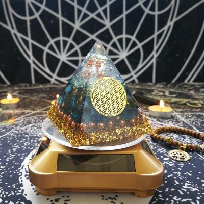 China China Raziel Colorful Glaze Natural Red Aventurine Chakra Crystal Point Orgone Pyramid For Healing 7 Energy Yoga Meditation Yoga for sale