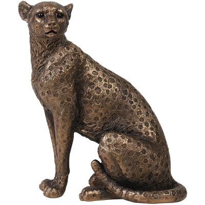 China European Retro Leopard Handwork Ornaments Jaguar Home Living Room Entrance Decoration Light Resin Luxury Animal Artwork for sale