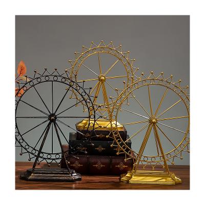 China China Retro Ferris Wheel Metal Ornament Metal Rotating Opens Wine Cabinet Home Decorative Ornaments for sale