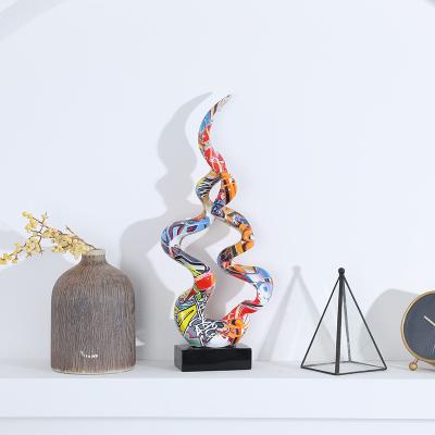 China European creative design European crafts color abstract artistic wave ornaments living room study shelf decorations for sale