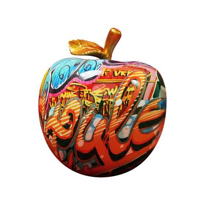 China Luxury Light Luxury Creative Colorful Morden Apple Ornaments Desktop Home Decorations Cabinet TV Cabinet Wine Fruit Resin Nordic Handmade Craft for sale