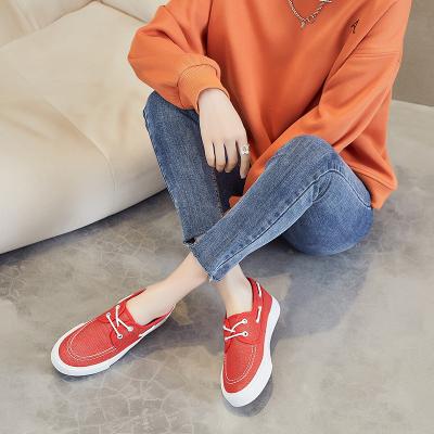 China OEM Round New Arrival Red Slip On Canvas Rubber Shoes Custom Made Canvas Shoe Color Lace Up Canvas Shoes for sale