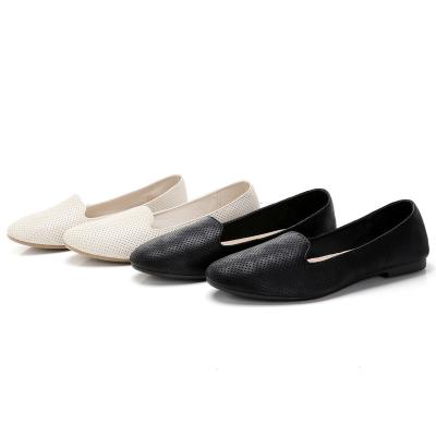 China Round Hot Sale Classic Toe Rubber Slip On Loafers Flat Shoes Pu Lining Soft Heel Flat Shoes for sale