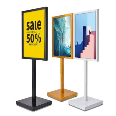 China Cafe Mall Apple Rack Display Card Advertising Guide Sign KT Board Floor-to-Ceiling Display Stand for sale