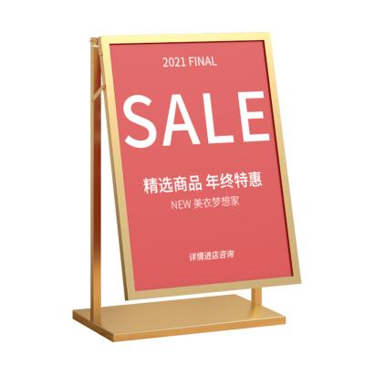 China Wholesale Poster Frame Iron Rack Poster Display Board KT Cafe Metal Advertising Floor Standing Stand for sale