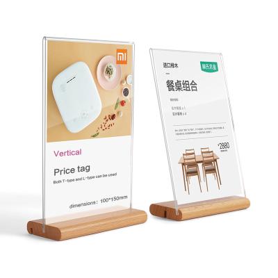 China T type and l type coffee wholesale beech acrylic price tag display stand can be used for sale