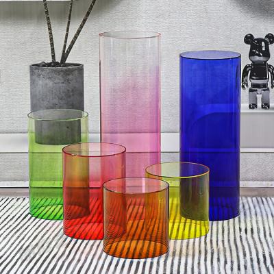 China Coffee Customized Color Acrylic Cylinder Display Stand Product Display Stand Transparent Acrylic Product Customization for sale