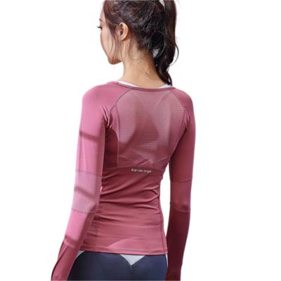 China Breathable Long Sleeve Womens Active Wear Sports Crop Top Quick-drying Yoga Woman Long Sleeve for sale