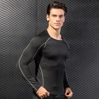 China Breathable Bodybuilding Exercise Men's Stretch T-shirt Running Training Long Sleeve Quick Dry Shirt for sale