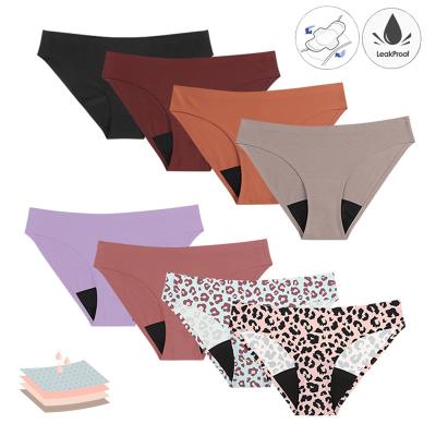 China Antibacterial Antibacterial Menstrual Teen Girl Panties Leopard Period Underwear Leopard Period Panties For Women 4 Layers Breathable for sale