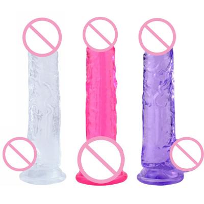 China High Transparent Crystal Realistic Dildos Phallus Sticks Strip Adult Sex Toys For Women for sale