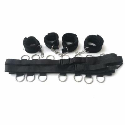 China Black Restraint Toys Bondage Promoted Bed Strap Plush Sexually Abused Adult Couples Bed Strap Flirting Alternative Bondage for sale