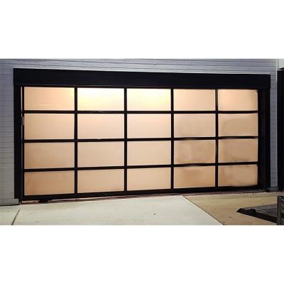 China Security 0.4mm Thickness Popular Clear/Modern/Beautiful PVC Clear Design Garage Glass Door With Motor for sale