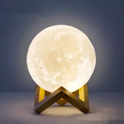 China Modern USB Charging Dimmable Three Color LED Light Lunar Moon Night Lamp for sale