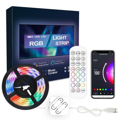 China DC5V 2M 3M RGB LED USB 5V LED Strip Light TV Backlight Residential USB Remote Cable Flexible + 24Keys Controller for sale