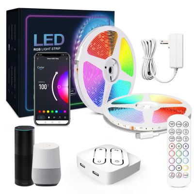 China Hot Selling Smart Cable Residential 12V 5M 10m Indoor Party Flexible Wifi 2835 Waterproof 5050 Patches RGB LED Strip Light For Fast Delivery for sale