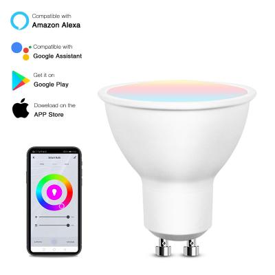 China WiFi Smart Light Bulb 5W 450LM RGB+2700-6500K GU10 WiFi LED Spotlight Residential Alexa Light Bulb Voice Control Google Home Work With TUYA for sale