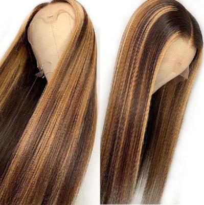 China Ombre Highlight Color 100% Virgin Indian Remy Human Hair Straight Lace Front Wig Fast Express Delivery for sale