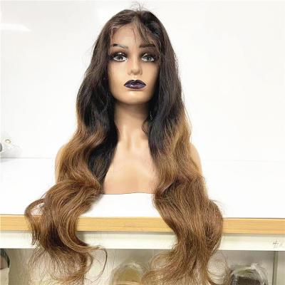 China Body Wave #1b4 Half Body Wave Hand Tied Indian Virgin Human Hair Lace Front Female Wigs For Women In America Fast Express for sale