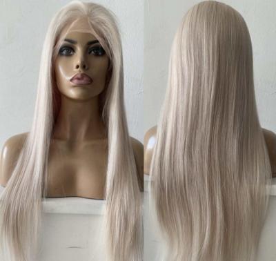 China 60# 100% Virgin Human Hair Straight Blonde Chinese Full Lace Wig Fast Express Delivery for sale